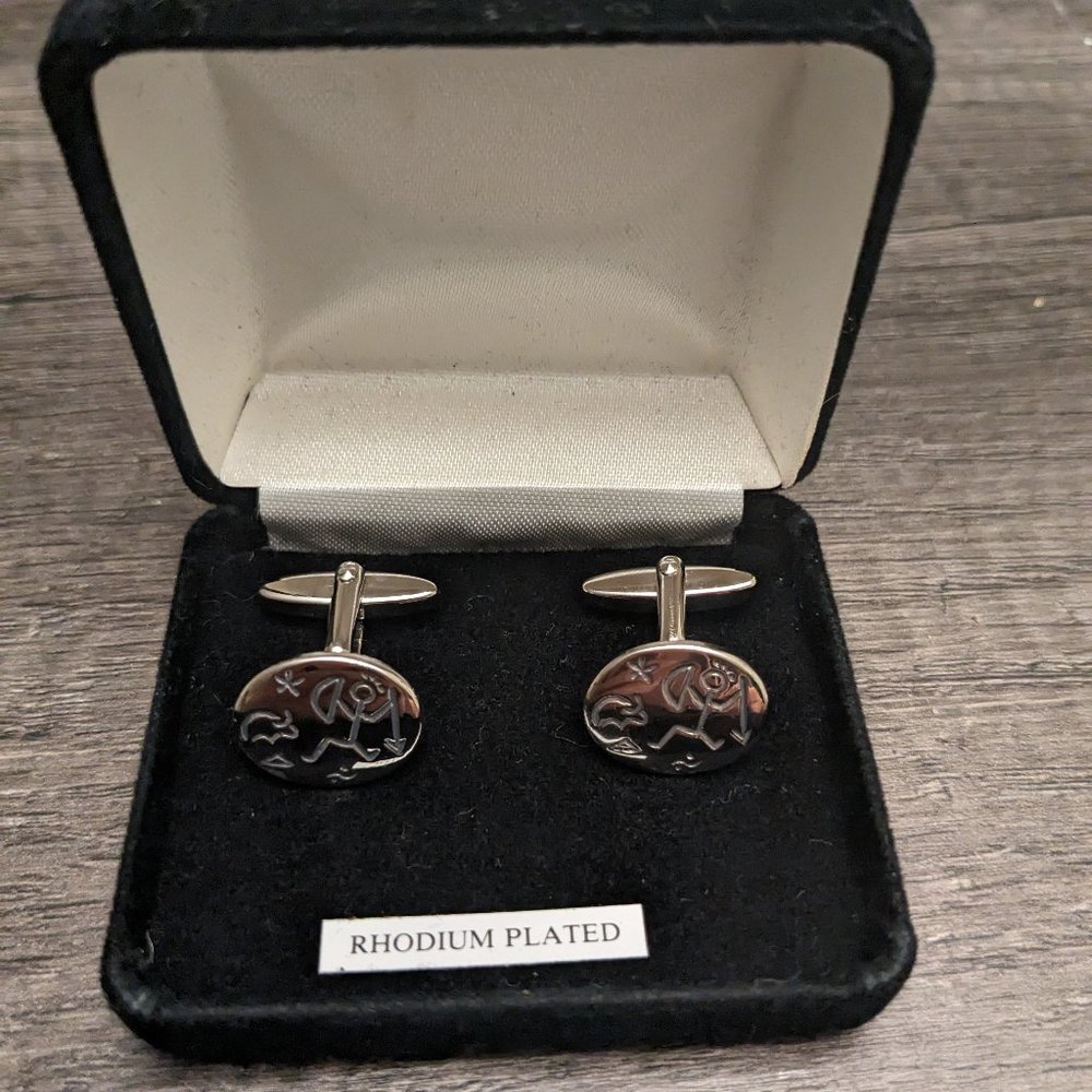 Rhodium plated cuff links